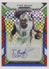 2019 Panini Prizm Draft Picks Red White & Blue 76/99 Tyre Brady #293 Auto 3wl