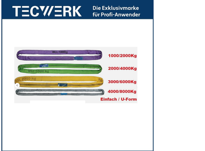 Iapyx Hebeband Rundschlinge 1000 Kg, 2 M – Mit Verstärkten Endschlaufen, Lila, EN 1492-1, Sicherheitsfaktor 7:1