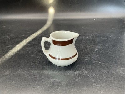 Vtg Jackson China L U9 Restaurant Ware Brown Stripe Creamer 2 3/4  T