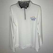 Peter Millar Perth 1/4 Zip Pullover Men s XL White Performance Golf Workday Logo
