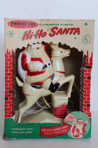 Rare 1950's Paramount Hi-Ho Santa Claus Blow Mold Light w/ Box, No. 93B (Works)