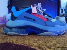 Balenciaga Triple S Sneakers US 8 EU 41 Mens Blue Red Gray $1100 Balenciaga Triple S Grey Red Blue Sz. 41 | eBay main image 4