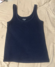 Old Navy Women's Navy Solid Ribbed Knit Scoop Neck Wide Strap Tank Top M