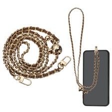 Phone Lanyard, 47" Adjustable Crossbody Phone Gold Chain with Tether Tab, Coffee