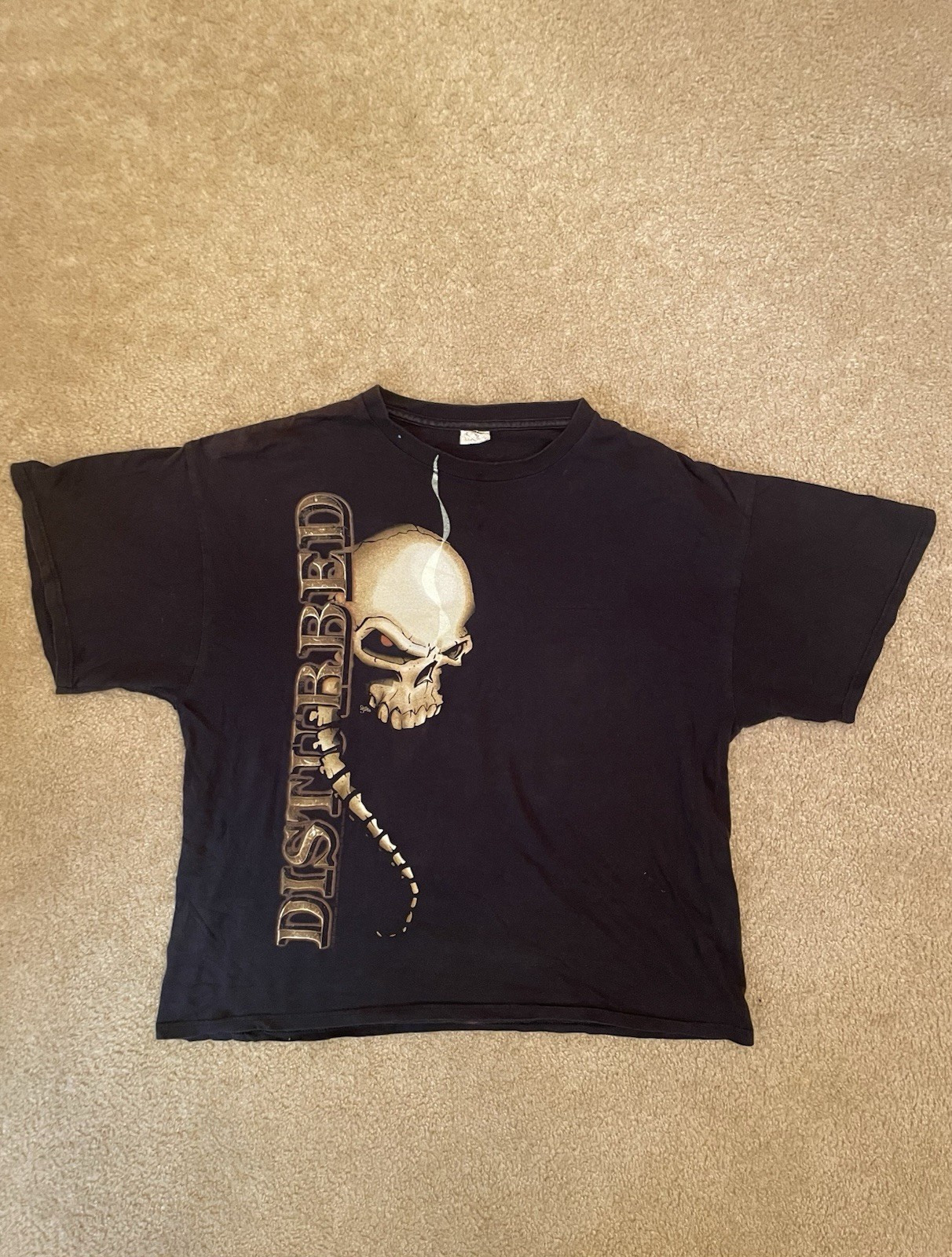 Rare Disturbed Men's XL Black Graphic Tour T-Shirt Rock Band Cotton