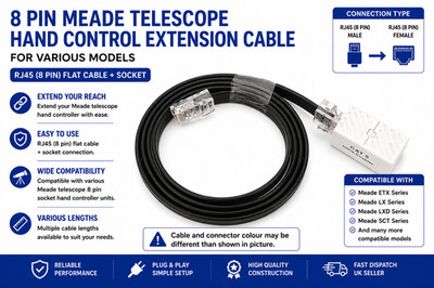 MEADE LX200 GPS 8-PIN Teleskop Handcontroller Verlängerungskabel + Buchse