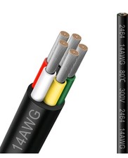 14 Gauge 5 Conductor Electrical Wire, 33FT 2464 14AWG 5 Wire Cable Black PVC ...