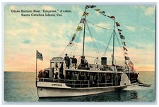 c1910s Glass Bottom Boat Empress Avalon Santa Catalina Island CA Flags Postcard