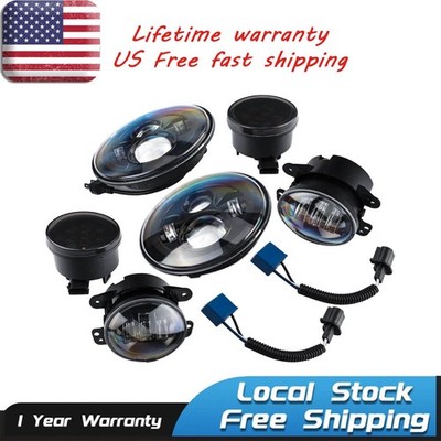 6pcs 7'' LED Headlights+ 4'' Fog Lights+ Turn Signal Lamps for Jeep Wrangler JK