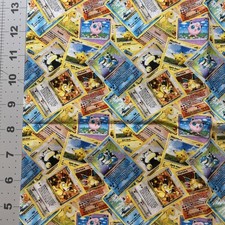 Pokemon Allover Cards Custom Cotton Fabric FQ 18 By 28 New