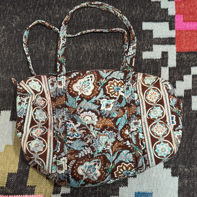 Vera Bradley Java Blue Pattern Double Handle Small Duffle Bag