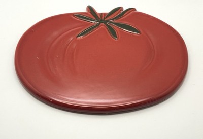 Crate & Barrel Red Ceramic Tomato Trivet Made in Portugal