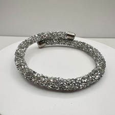 Vintage 90s Silver Tone Glass Mesh Wrap Bracelet Boho Glam Jewelry