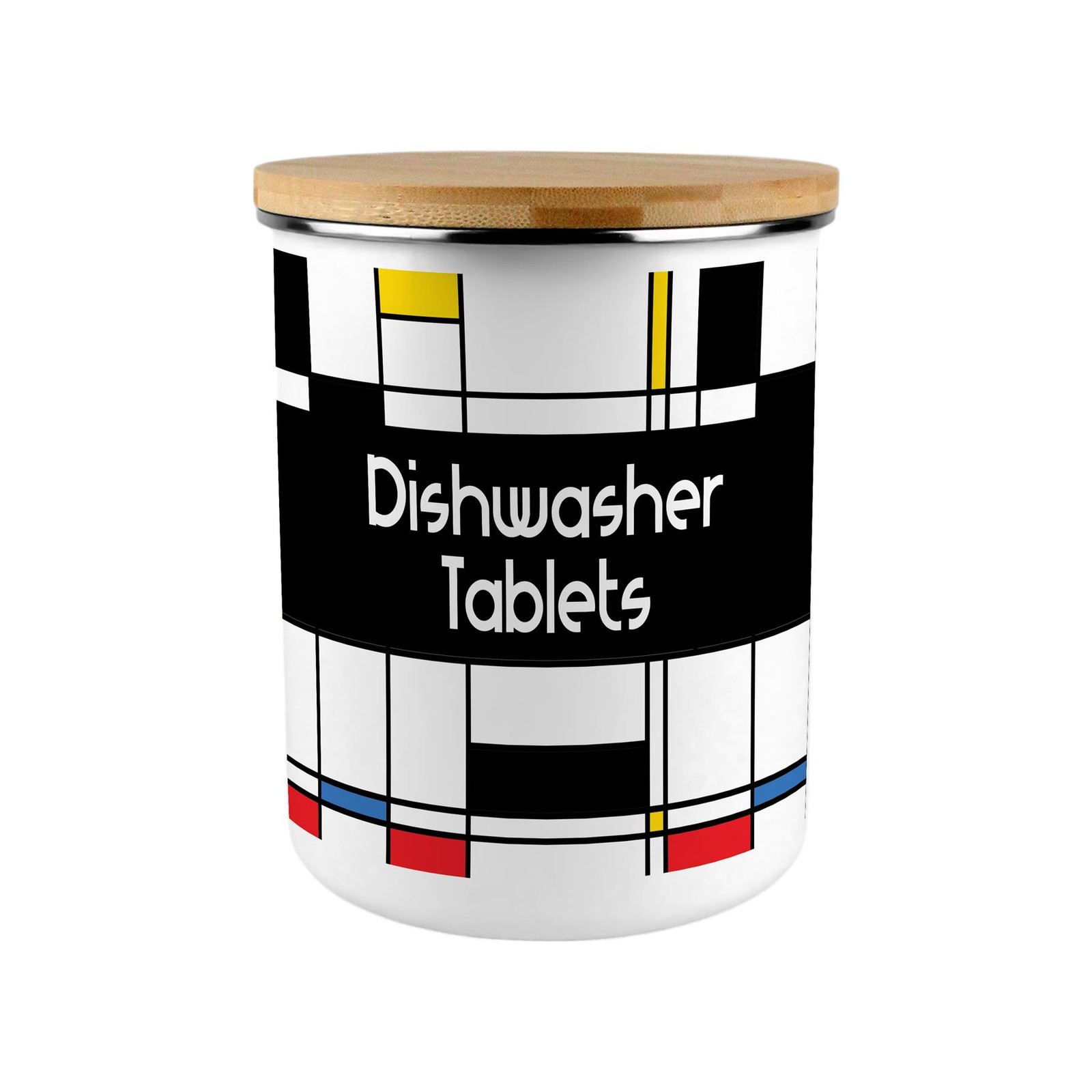 Retro Dishwasher Tablets Canister - Art Deco X-Large Enamel Kitchen Storage Tin