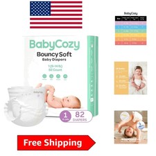 82 Count Hypoallergenic Newborn Diapers for Sensitive Skin - Size 1 8-14lb