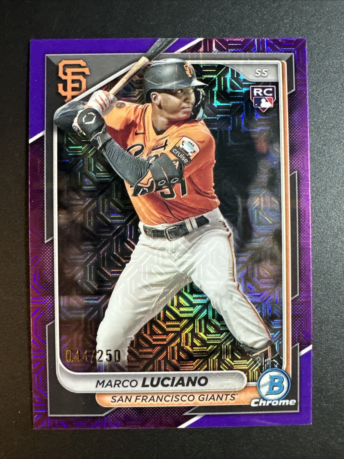 2024 Bowman Chrome Baseball Marco Luciano Purple Mojo RC /250 #43 Giants