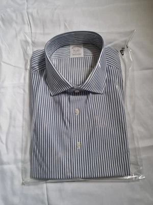Brooks Brothers Navy Stripe Formal Shirt 17 Soho Extra Slim Fit Cutaway Collar - Image 1 of 4