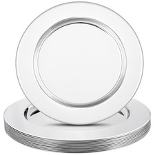 12 Pack Stainless Steel Charger Plates,13 Inch Metallic Silver Charger Plates...