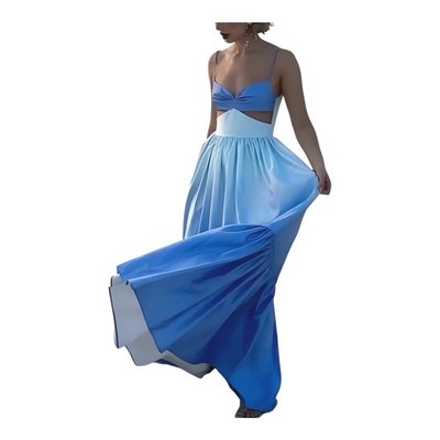 NWT Commense Blue Ombre Cutout Maxi Dress XL Resortwear Orig $49