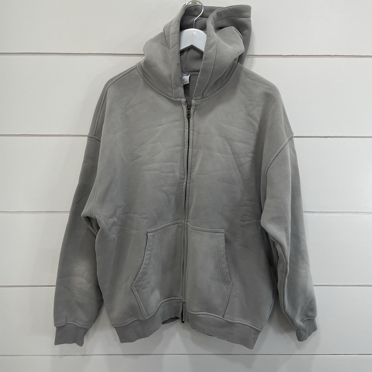 Artiemaster Hoodie Factory Distressed Oversized Zip Mens Gray 