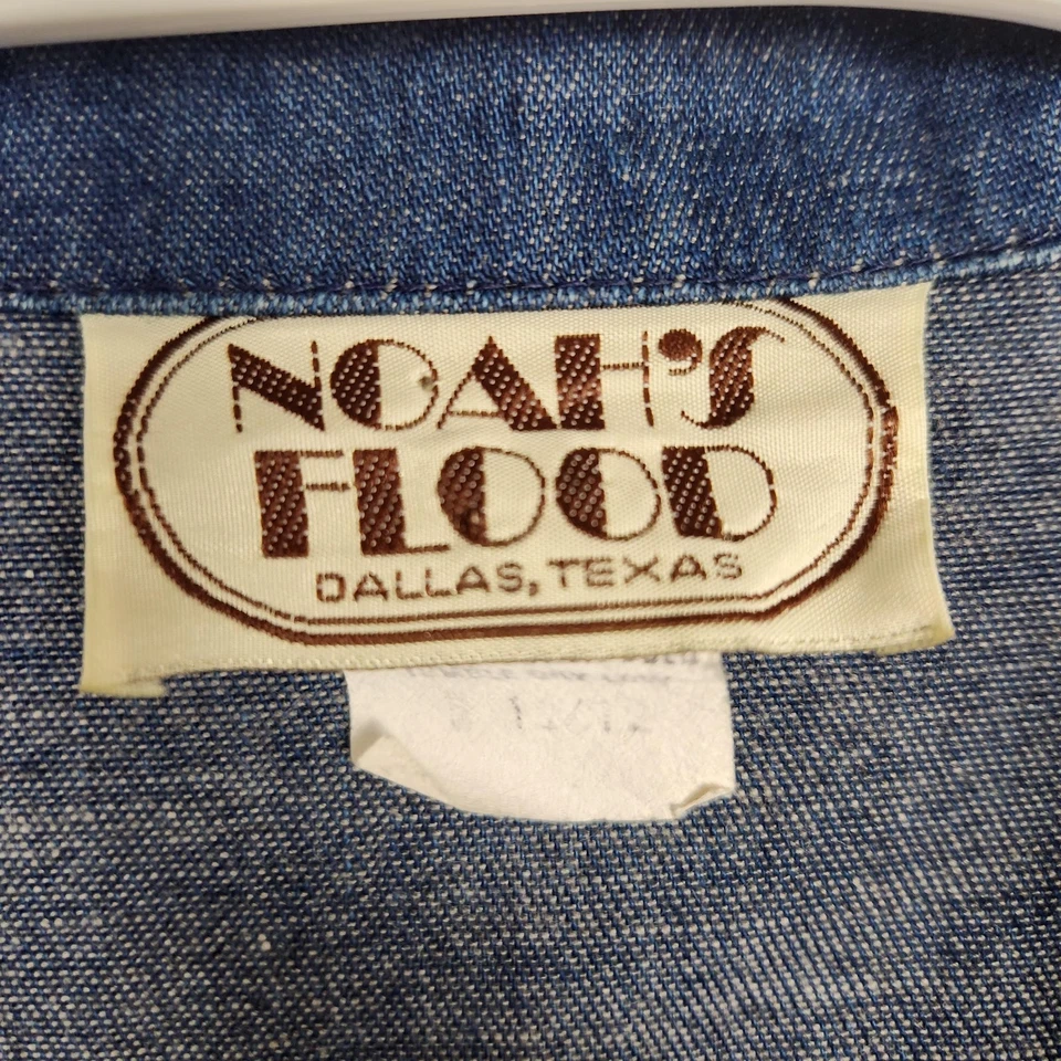 Vintage Noah's Flood Dress Womens Medium Denim Button Front Made USA Western 80s - Image 3 of 4