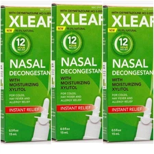 Xlear 12-Hour Nasal Decongestant Spray Xylitol, 0.5 Oz, Pack of 3