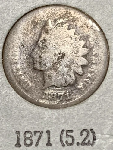 1871 Indian Cent GOOD details coin, strong clear date, full reverse