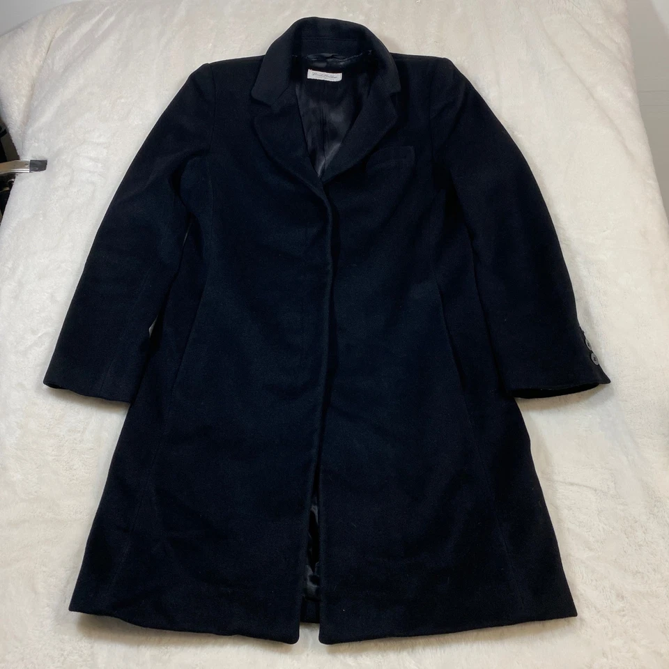 Brooks Brothers Wool Blend Coat Classic Fit Button Front Black Overcoat Women's - Image 2 of 4