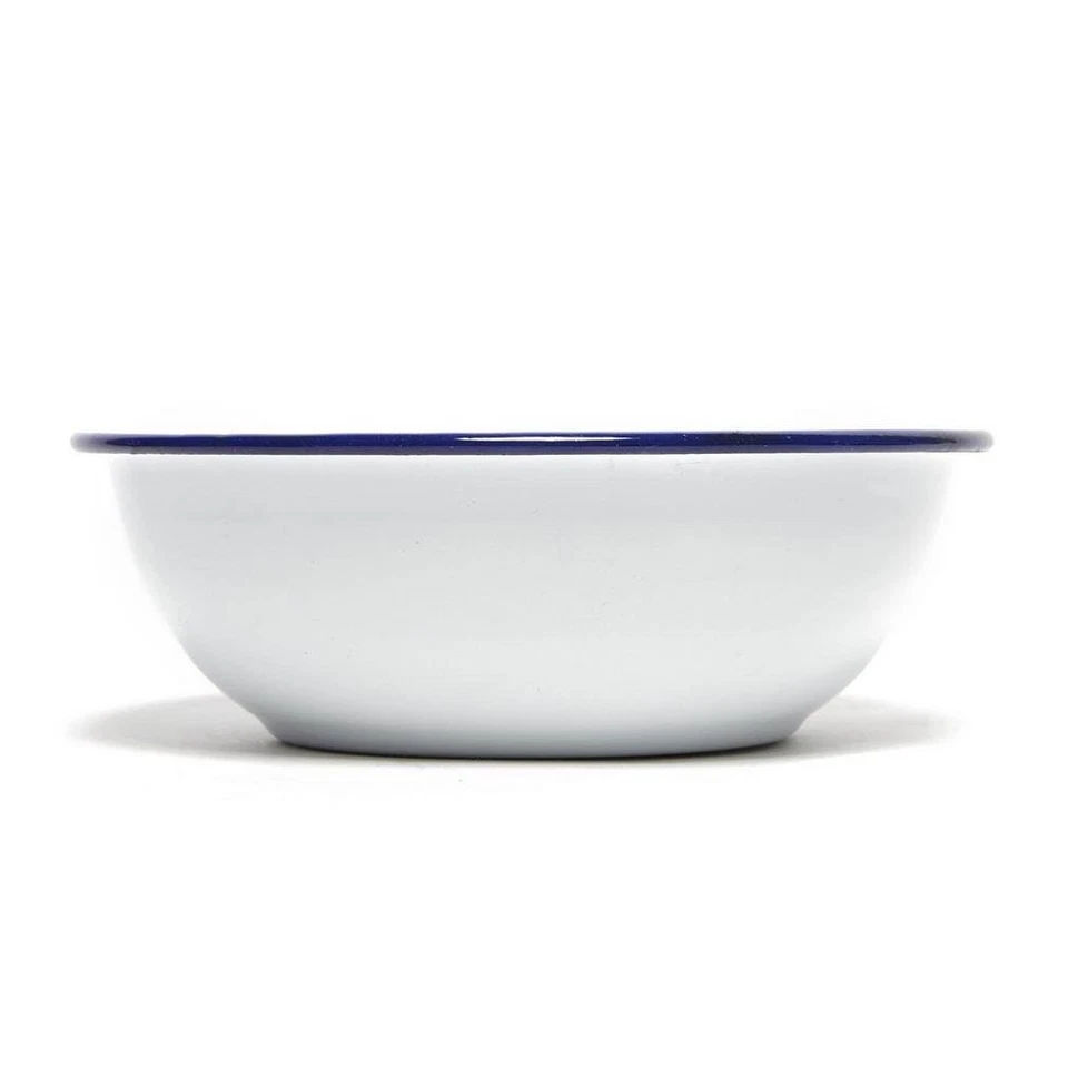 Emaille-Schüssel mit blauem Rand 16 cm Weiß - Bild 1 von 1