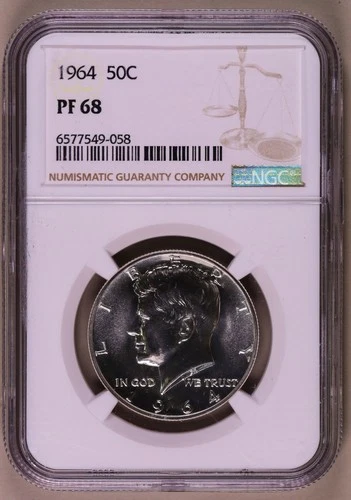 1964 Silver Kennedy Half Dollar NGC PF68 ***RARE ORIGINAL COIN***