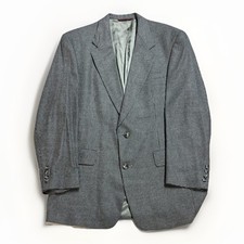 Hart Schaffner Marx Men's 40R Gray Houndstooth Plaid 2-Button Blazer Jacket