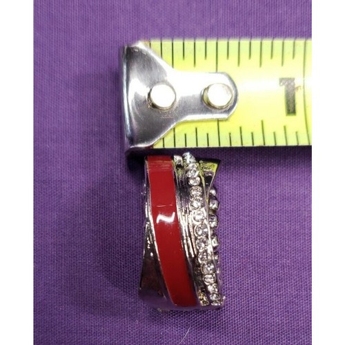 Paparazzi "Wrapped In Radiance" Red Stretch Ring, clear rhinestones, Silver Tone - Picture 8 of 10