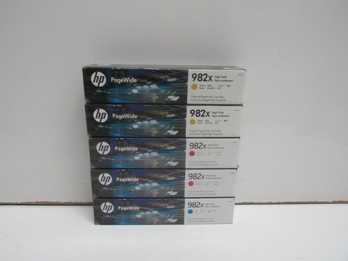 LOT OF 5! GENUINE HP 982X (T0B27A/T0B28AN/T0B29A) HIGH YIELD PAGEWIDE INK