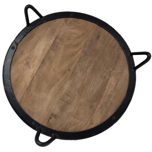 Rustic Wood Iron Footed Platter Pedestal Stand 16 in Round Vintage Style Classic - Picture 5 of 6