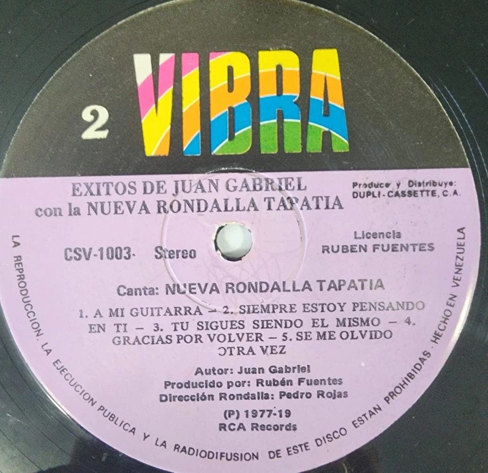 Rondalla Tapatia Los Exitos Mas Grandes Juan Gabriel Lp Vinyl 1977 Venezuela - Image 4 of 4