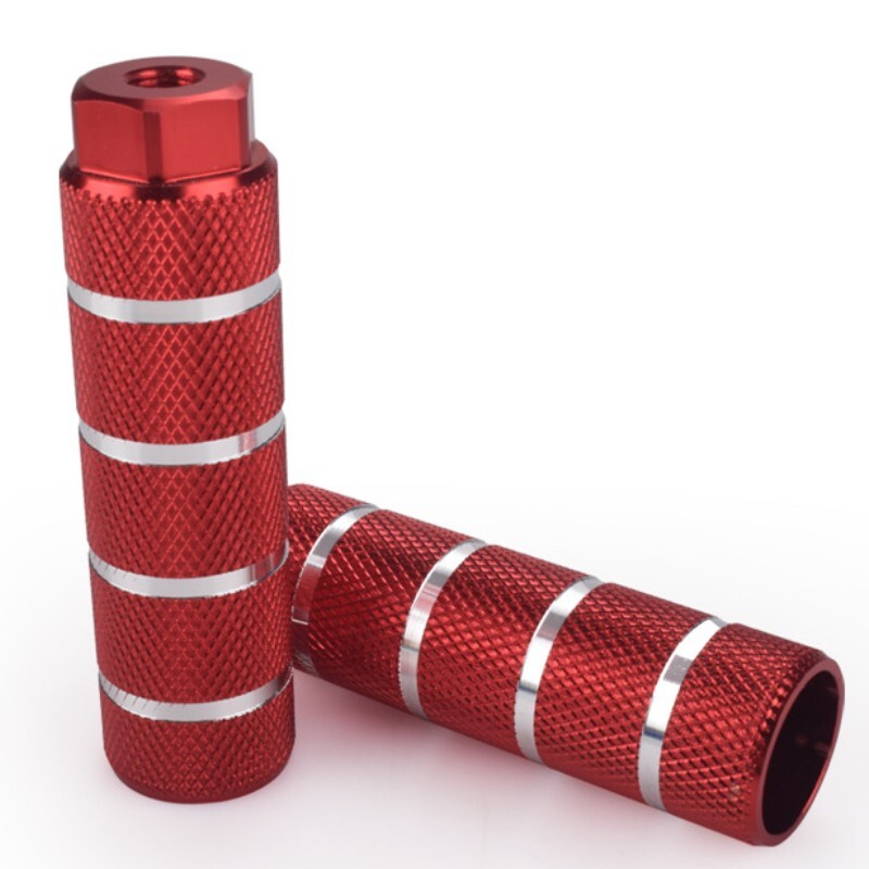 2Pair Aluminum Alloy Stripe Bike Pegs Fit 3/8 Inch Axles, Red