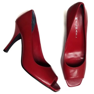 red leather stiletto shoes