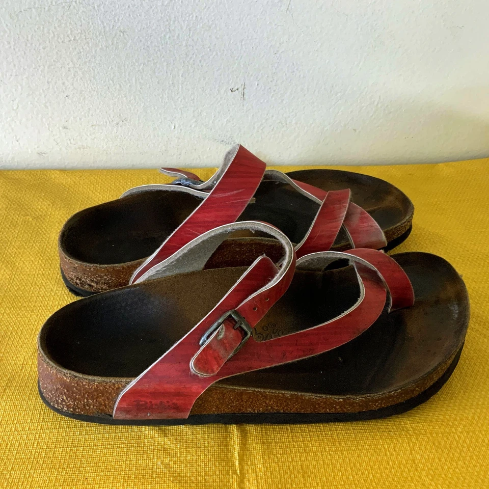 Lote de 2 pares de cuero rojo y plateado BIRKEN & BIRKI'S talla 37 Foto 2 de 4