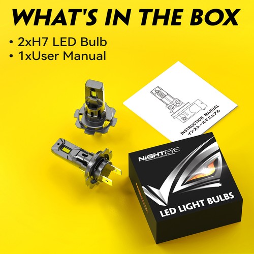 NIGHTEYE 2x H7 LED Headlight Bulbs Kit 6500K 70W 30000LM Super White Hi-Lo Beam - Picture 13 of 16