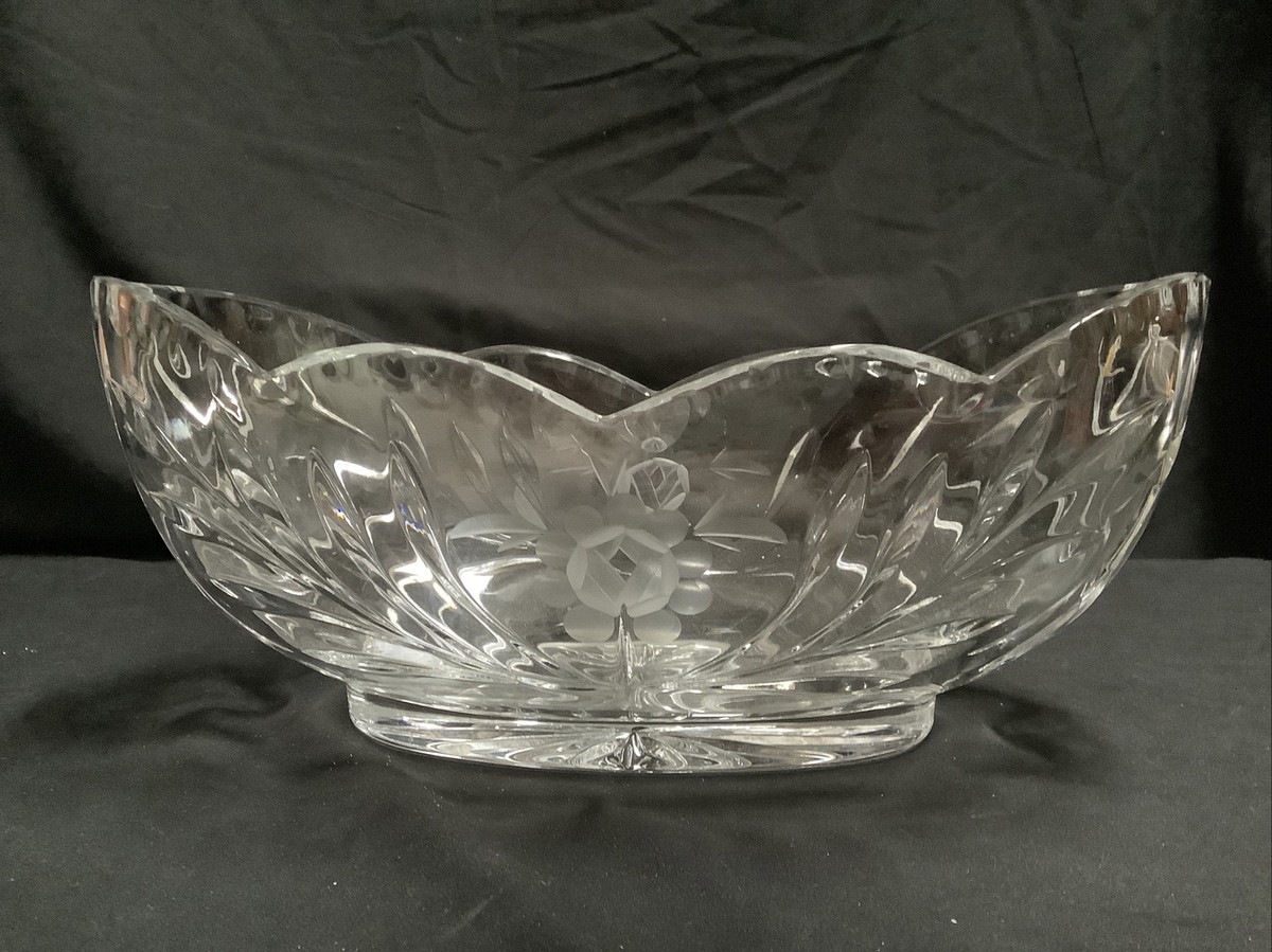 Lead Crystal Oval Bowl with Etching | eBay