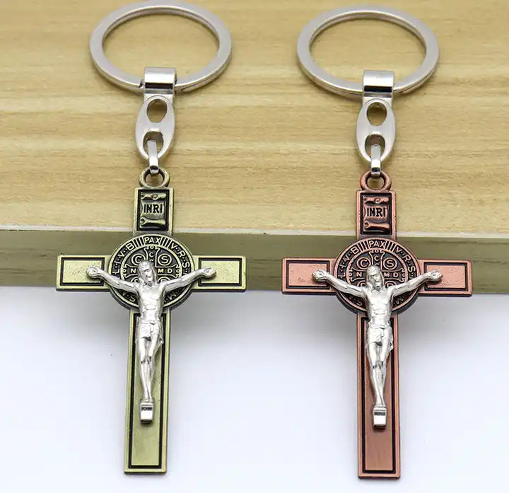 Schlüsselanhänger Kreuz INRI Edelstahl Kruzifix Christ Kirche christlich Gott❤️✝