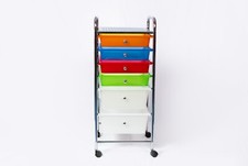 Image of 6 Drawers Rolling Storage Cart Lockable Wheels Plastic Mobile Utility Trolley uk