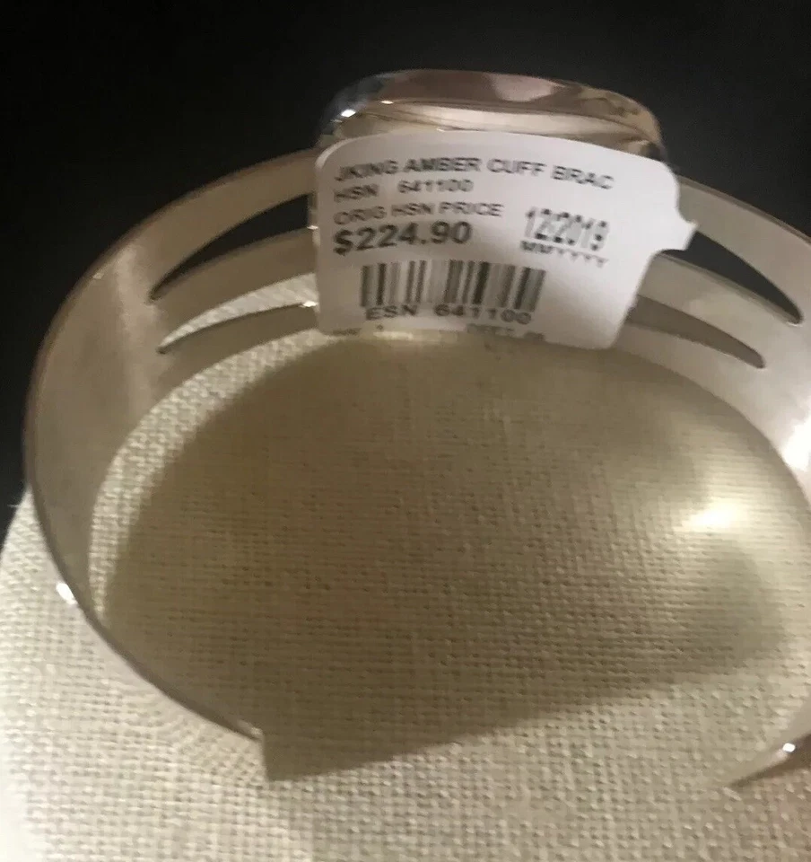 Brazalete Jay King corte cojín ámbar plata esterlina nuevo con etiquetas RET $225 Foto 3 de 4