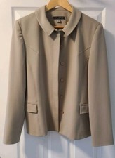 Halston Black Tag Beige Button Front Blazer Jacket size 10