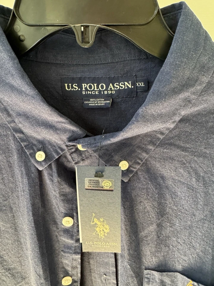 Polo para hombre U.S. Assn. Camisa Oxford Azul Marino Abotonada Talla XXL ¡Nueva Con Etiquetas! Foto 4 de 4