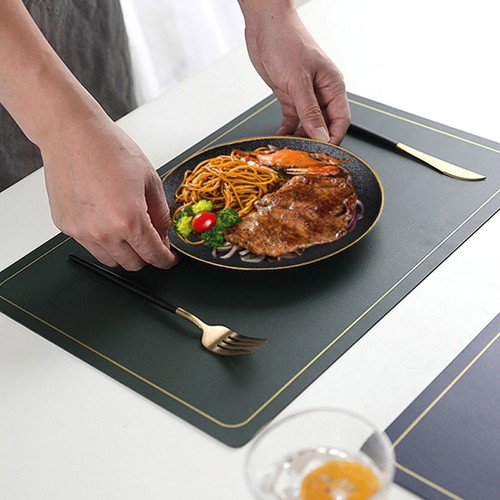 Set of 4 Faux Leather Placemat Kitchen Dining Table Mats Heat Resistant Non-Slip - Picture 14 of 50