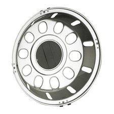 Pair of 22.5" Ruspa Vinci stainless steel front wheel trims hub caps