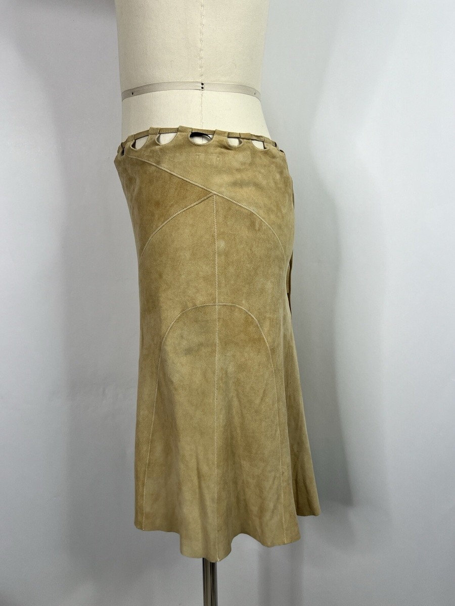 Vtg Roberto Cavalli Butterfly Beige Suede Leather Top Vtg Roberto Cavalli Butterfly Beige Suede Leather Top