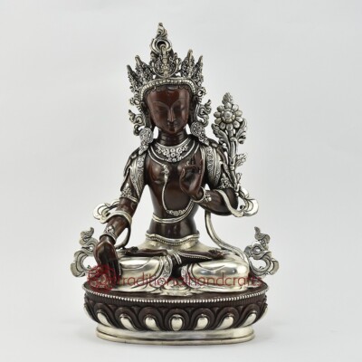 Silver-Plated Copper Alloy in Oxidation Finish 13'' White Tara Statue