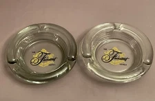 2 The Fairmont Hotel Ashtray Vintage Travel Vacation Clear Glass Smoking Tobacco